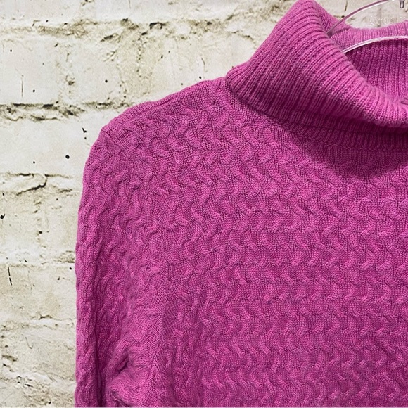 Lands End Purple Textured Cotton Turtleneck Tunic Sweater - Picture 2 of 5